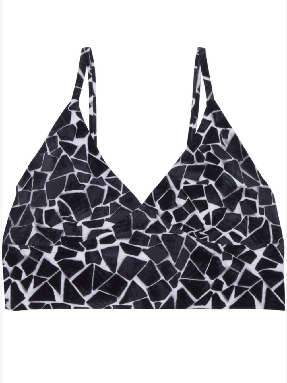 Black & White Mosaic Bralette - Women Intimates by Norma Kamali. M